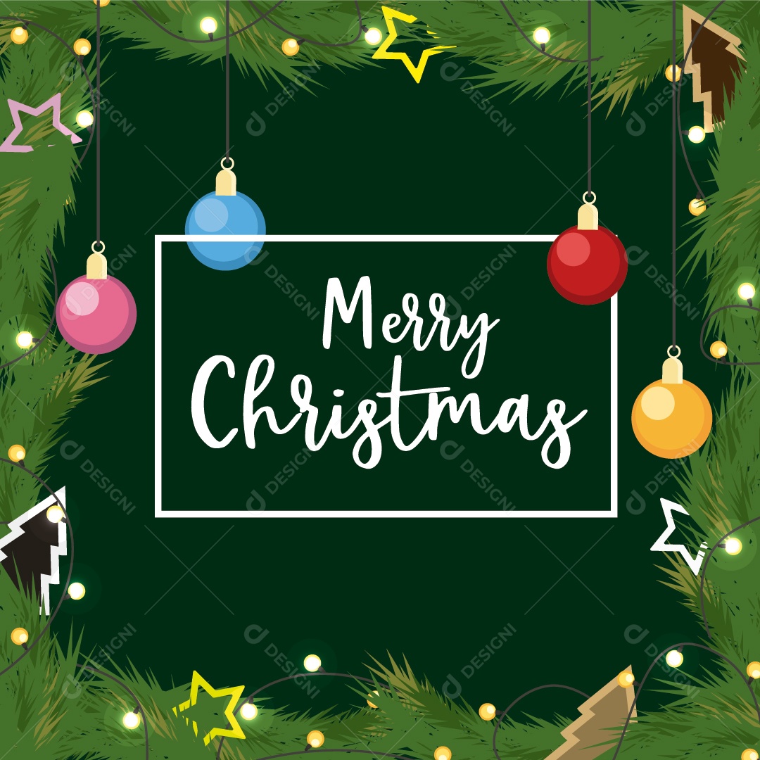 Natal Com Presente de Bola Decorada de Ramos de Pinheiro no Fundo Vetor EPS