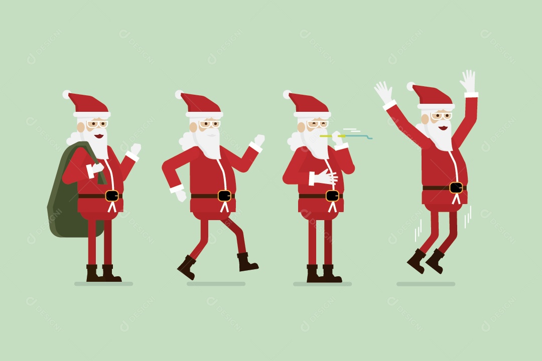 Grupo de Vetores de Papai Noel de Natal Vetor EPS