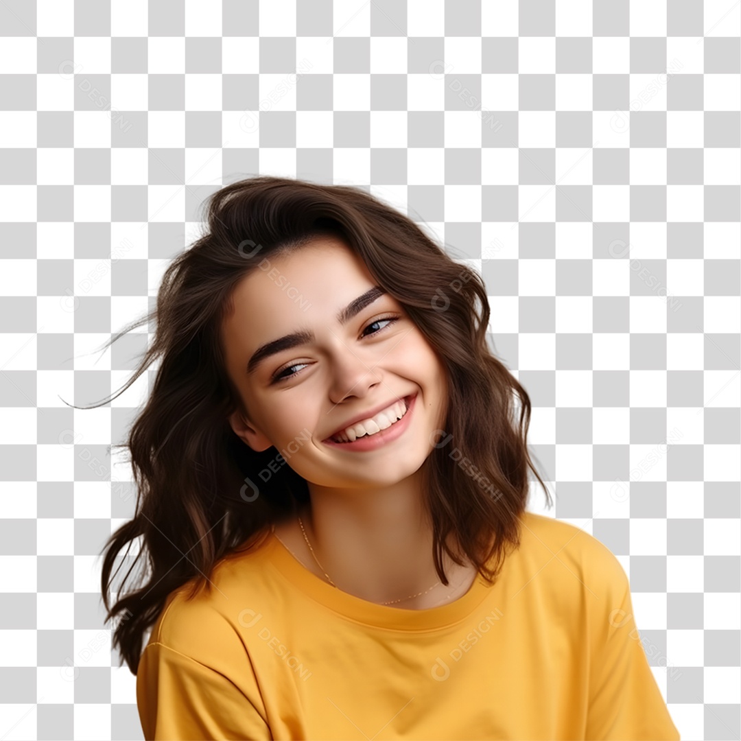 Mulher Vestida com Blusa Amarela Julho Amarelo PNG Transparente