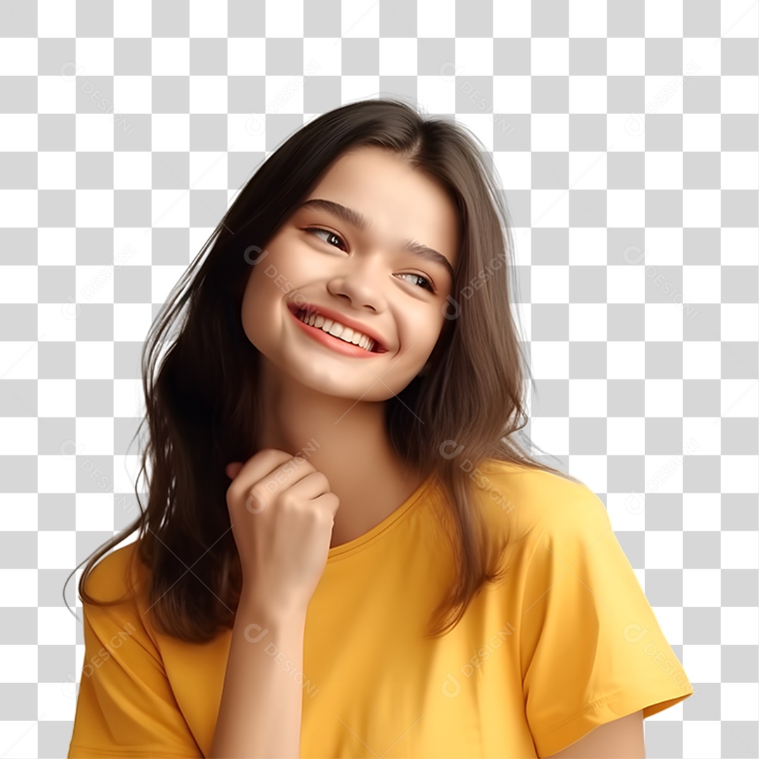 Mulher Vestida com Blusa Amarela Julho Amarelo PNG Transparente