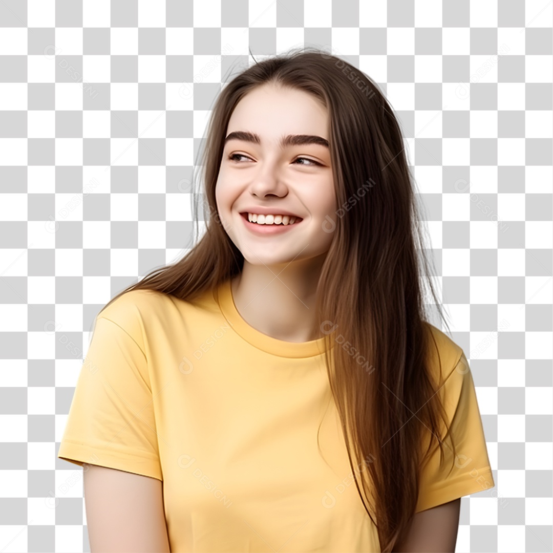 Mulher Vestida com Blusa Amarela Julho Amarelo PNG Transparente