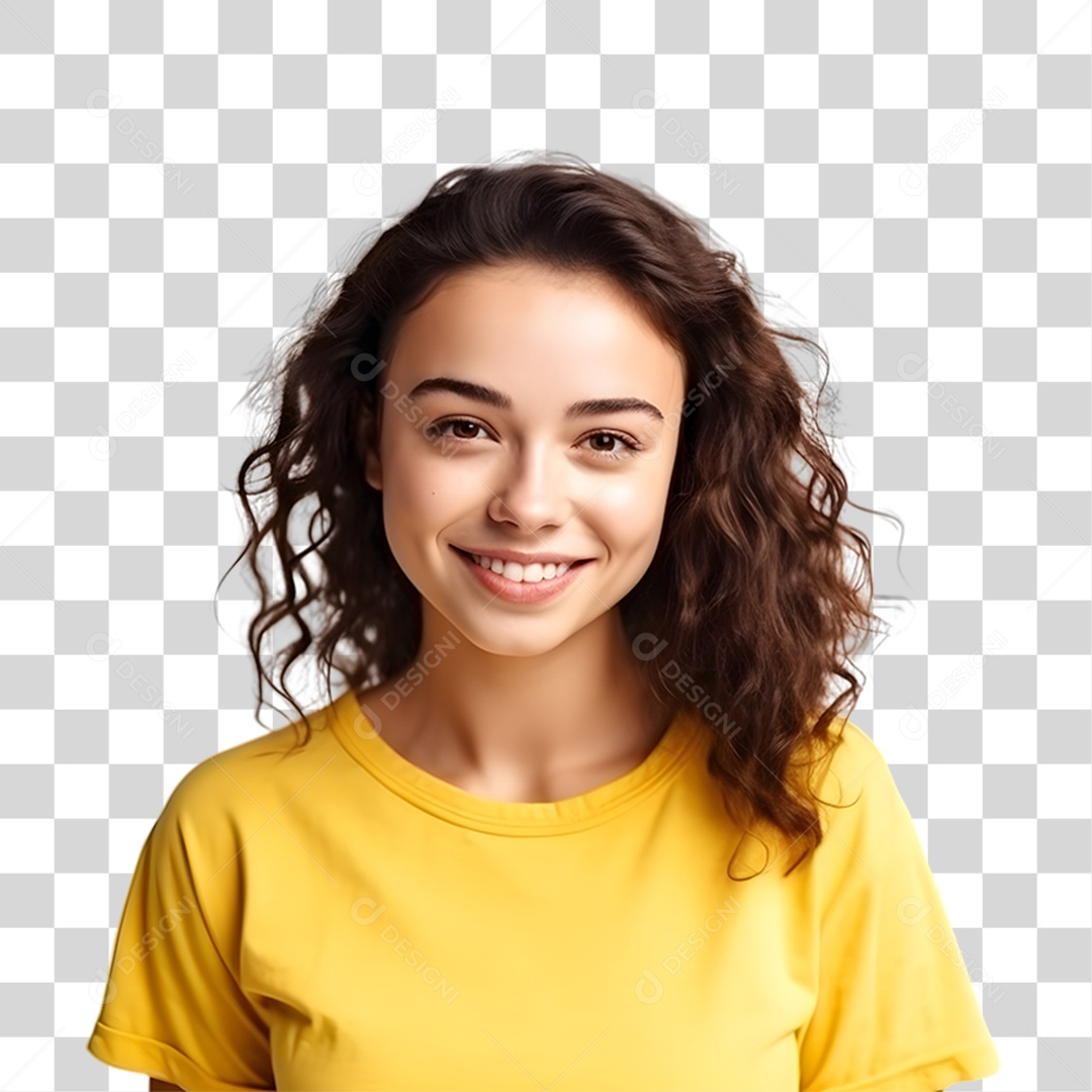 Mulher Vestida com Blusa Amarela Julho Amarelo PNG Transparente