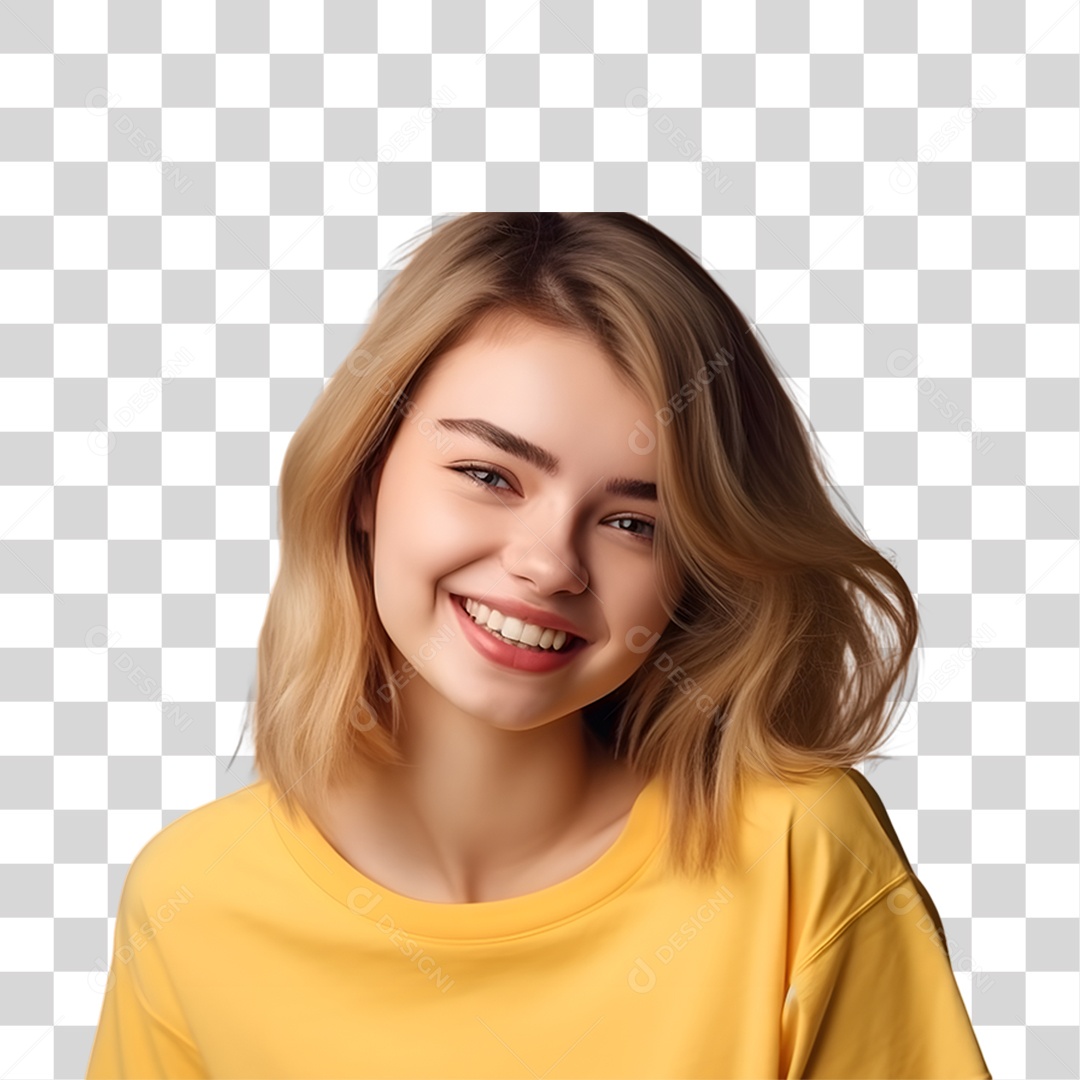 Mulher Vestida com Blusa Amarela Julho Amarelo PNG Transparente