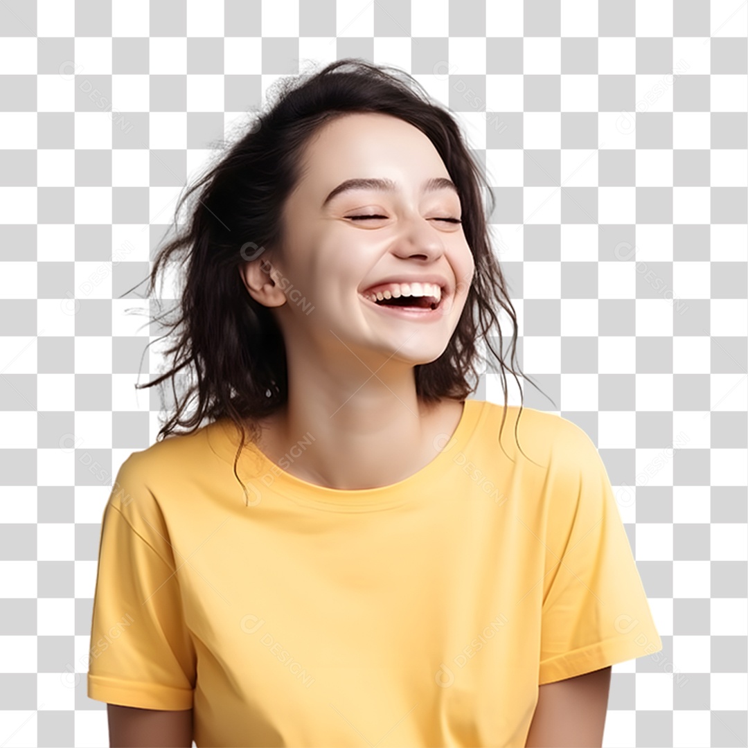 Mulher Vestida com Blusa Amarela Julho Amarelo PNG Transparente