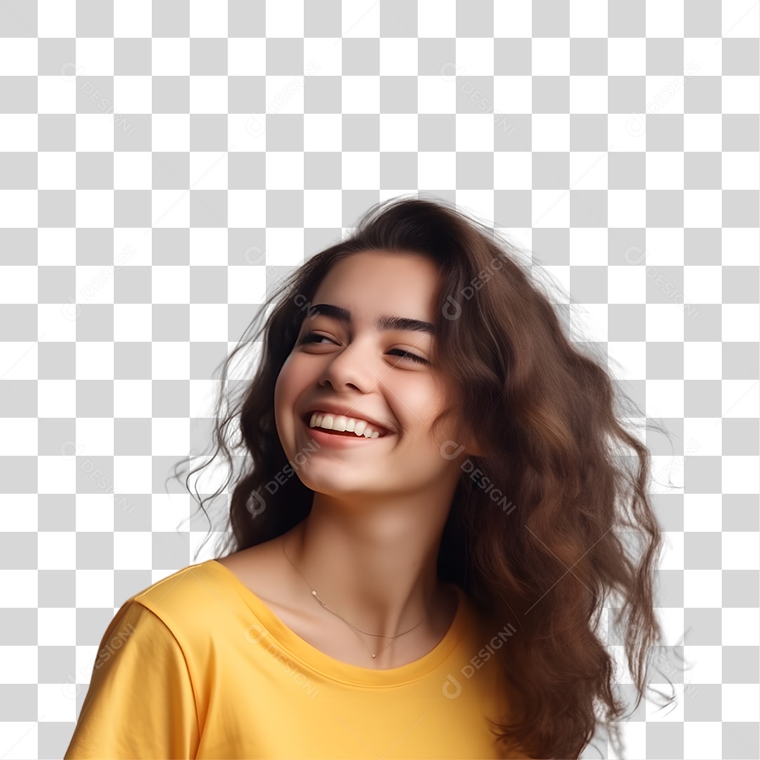 Mulher Vestida com Blusa Amarela Julho Amarelo PNG Transparente