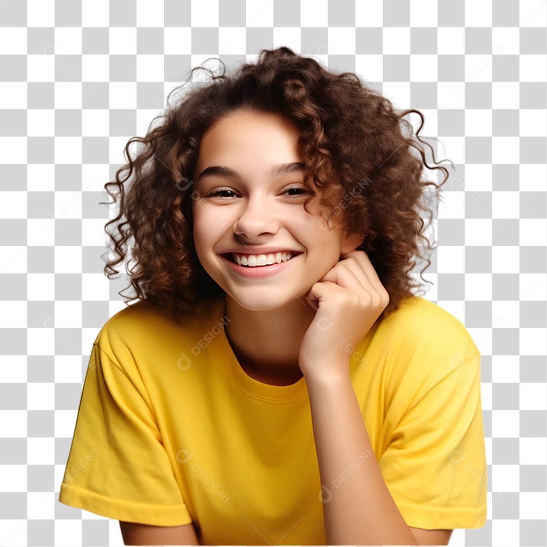 Mulher Vestida com Blusa Amarela Julho Amarelo PNG Transparente