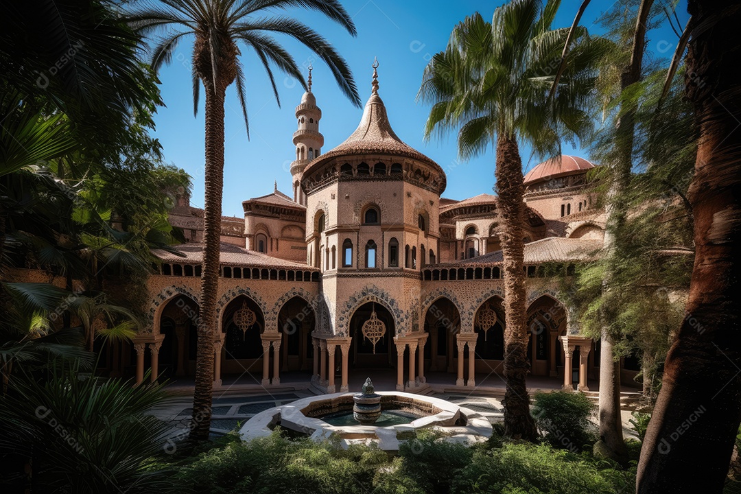 Mesquita majestosa em um oásis de beleza.