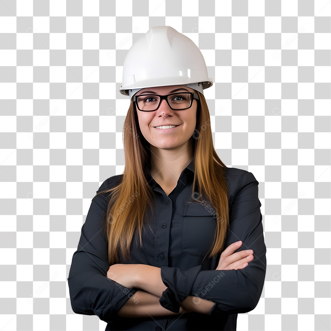 Arquiteta com Capacete de Segurança PNG Transparente