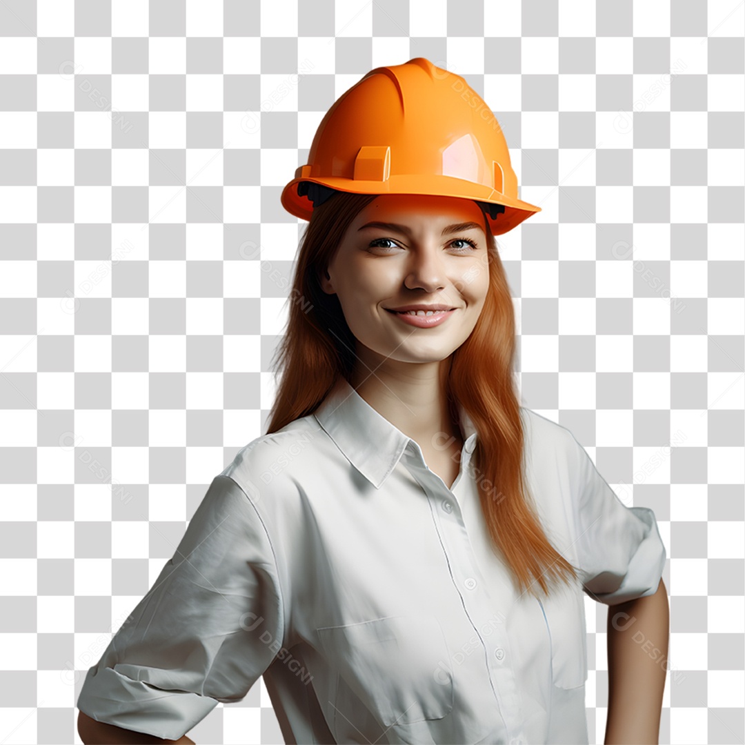 Mulher Arquiteta com Capacete de Proteção PNG Transparente