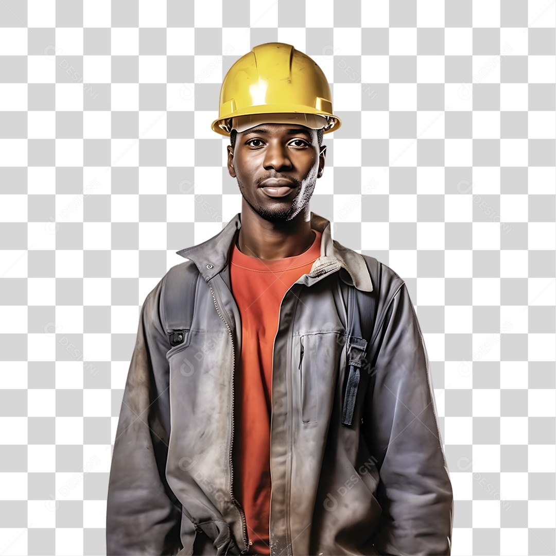 Arquiteto Homem com Macacão de Trabalho e Capacete de Proteção PNG Transparente