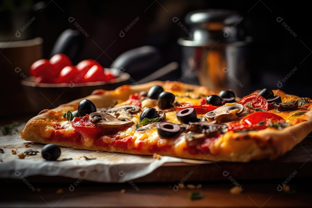 Deliciosa pizza quente e suculenta com uma variedade de sabores.