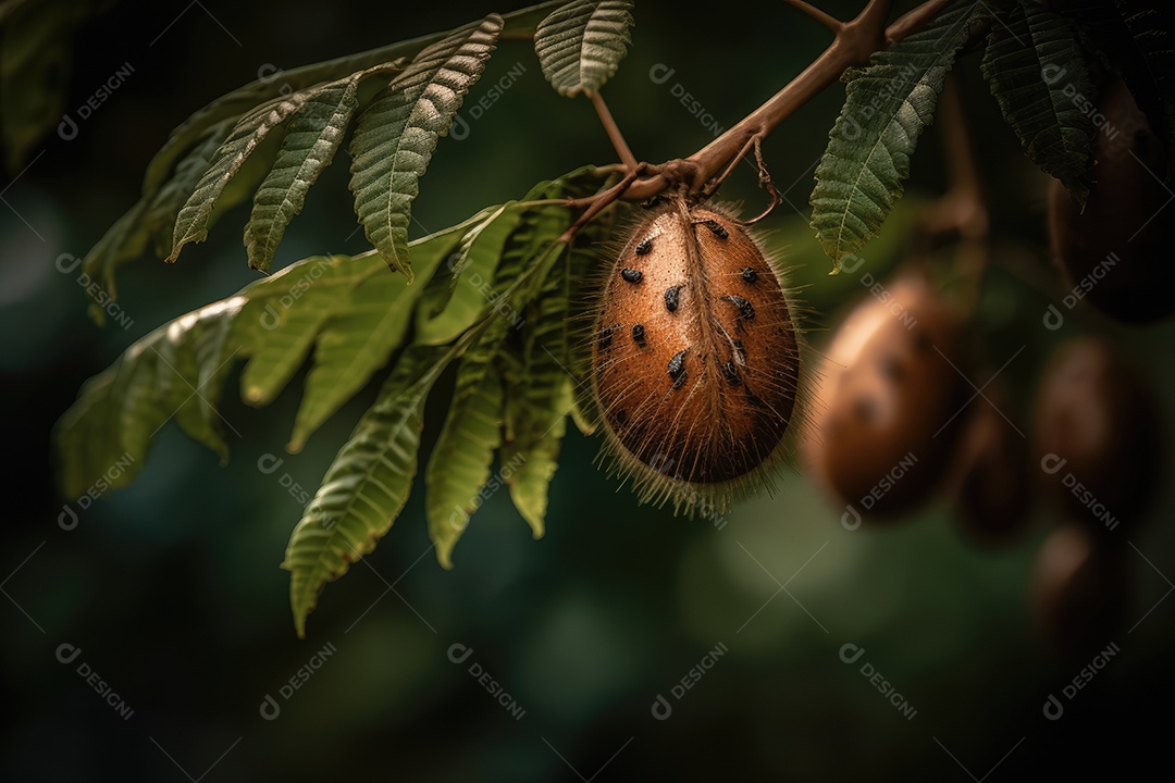 Kiwis maduros e exuberantes repousam entre folhas verdes.