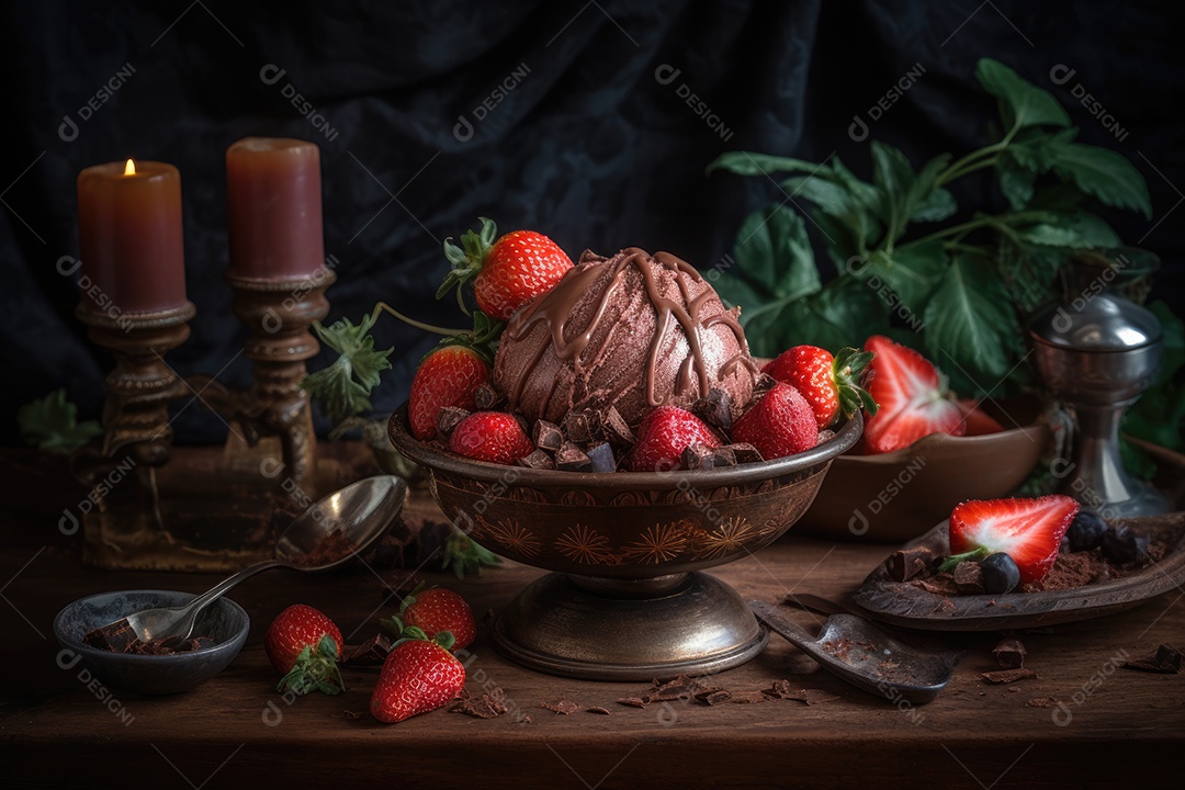 Irresistível sorvete de morango.