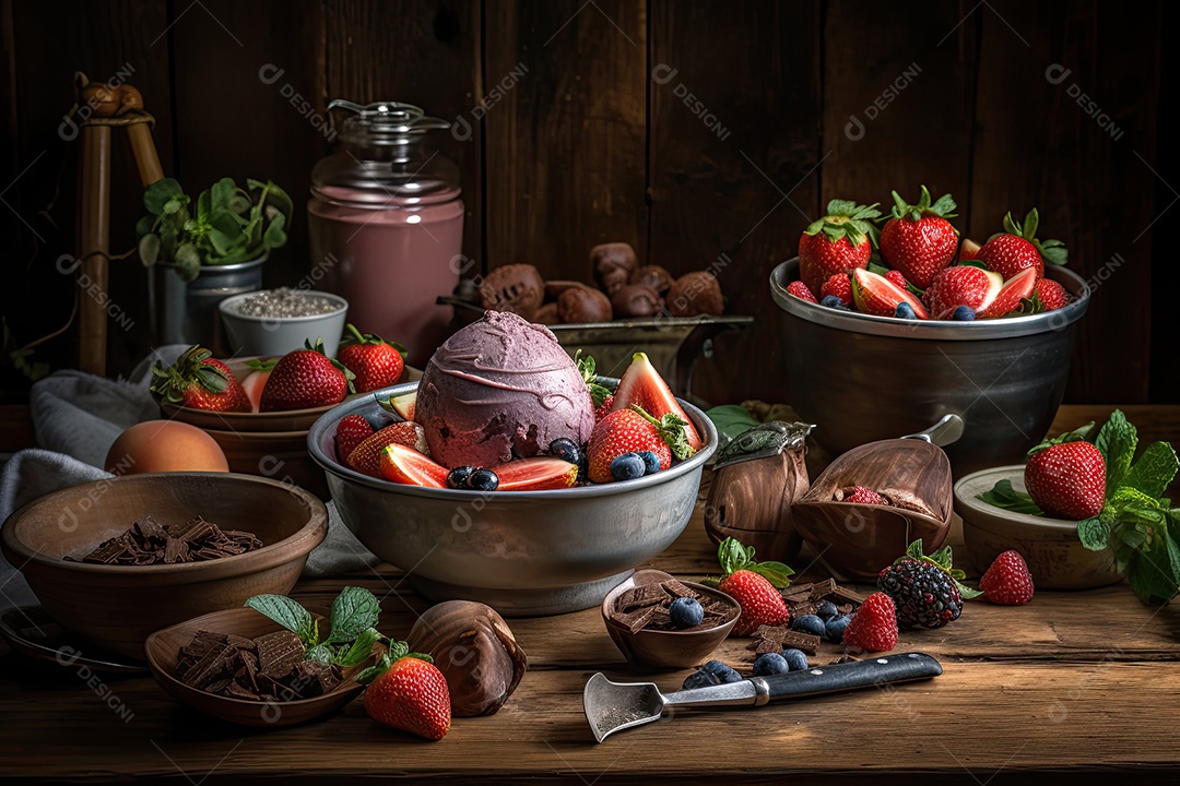 Irresistível sorvete de morango.