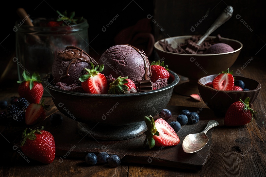 Irresistível sorvete de morango.