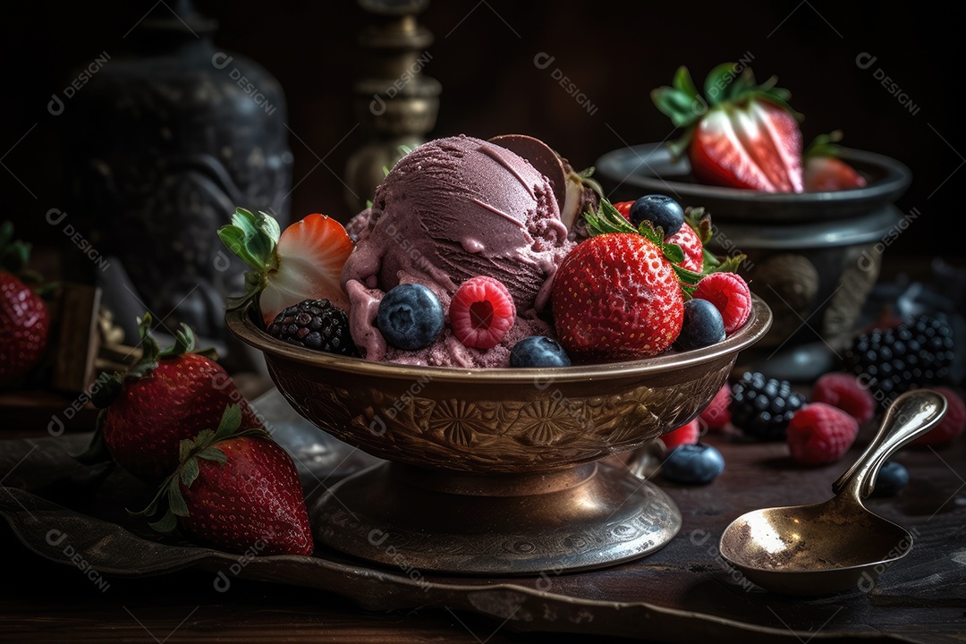 Irresistível sorvete de morango.