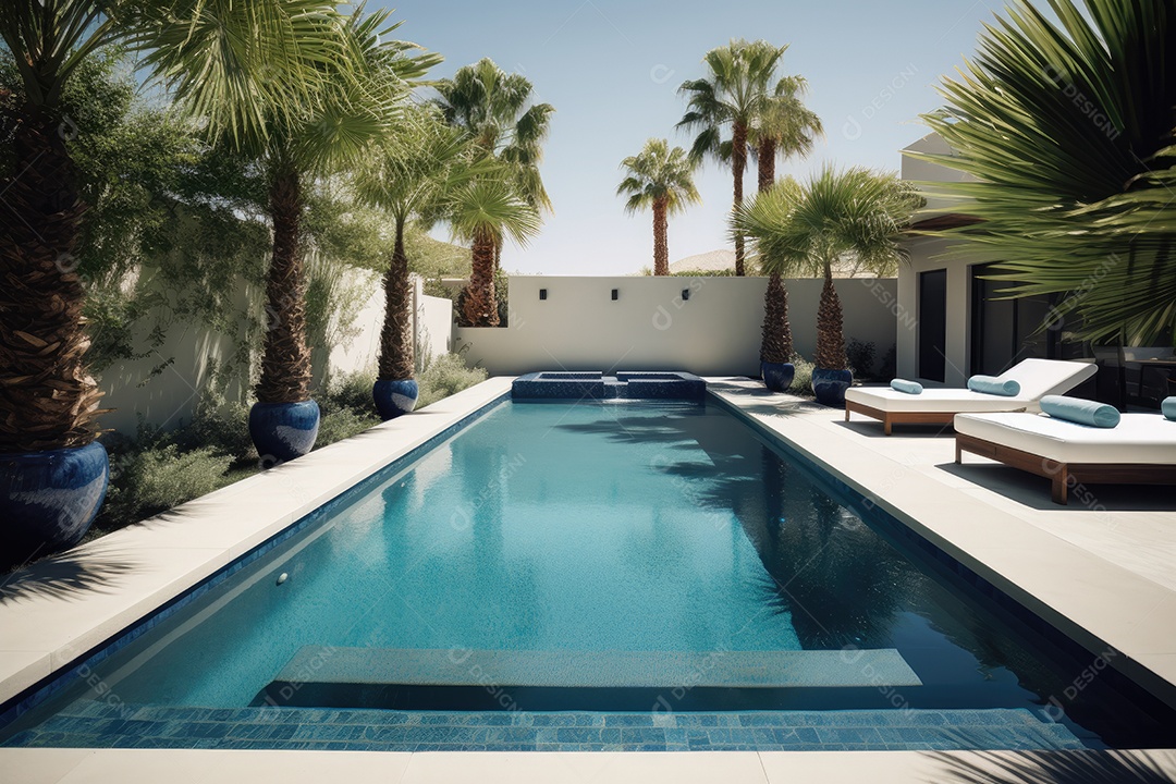 Piscina moderna: águas cristalinas, design elegante e relaxamento.