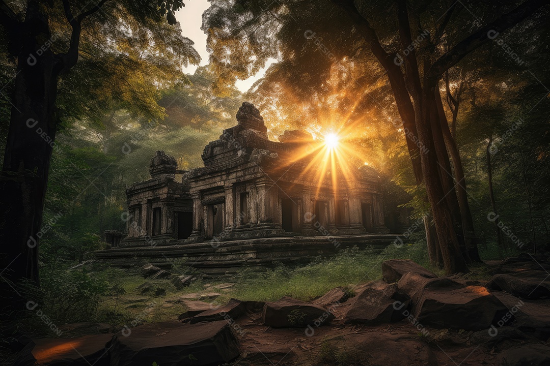 Santuário ancestral na floresta: paz, serenidade e beleza.