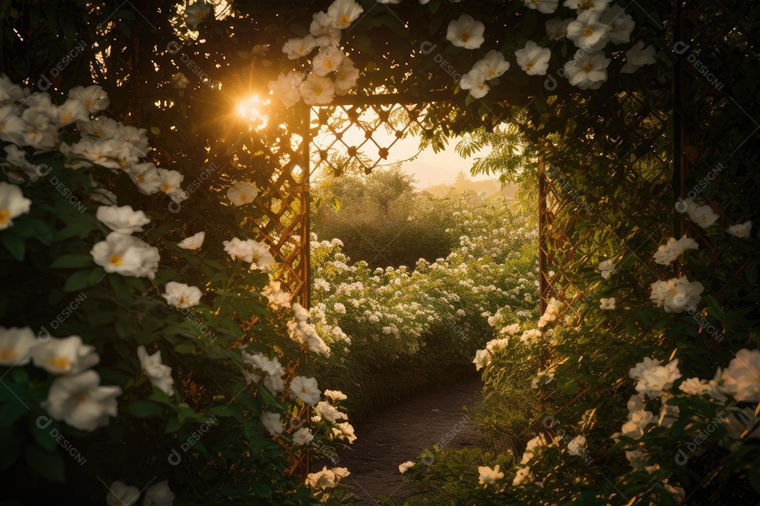 Jardim mágico: Jasmim branco e borboletas dançantes.