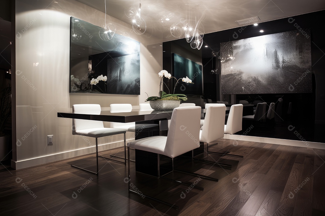 Sala de jantar moderna: minimalista e sofisticada.
