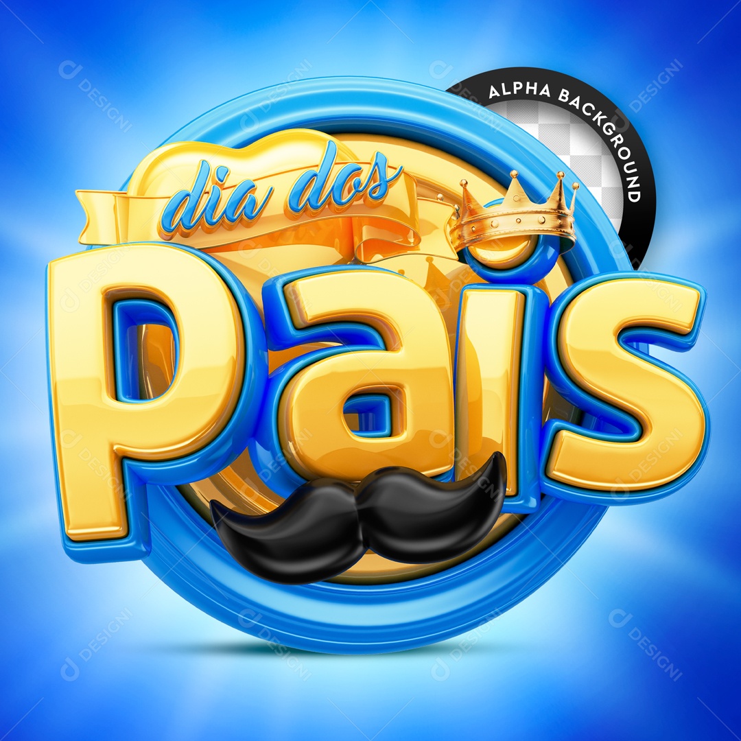 Selo 3D Dia Dos Pais Para Composição PSD