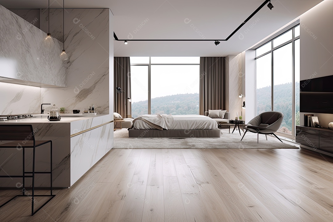 Apartamento moderno: minimalista, elegante e panorâmico.