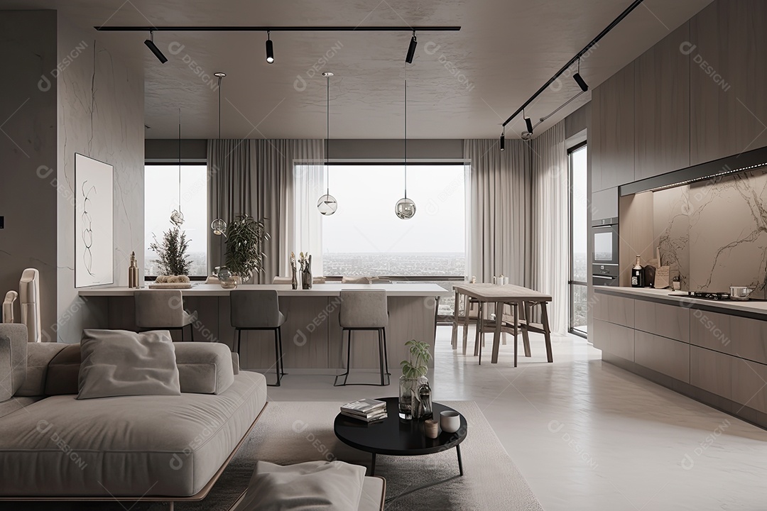 Apartamento moderno: minimalista, elegante e panorâmico.