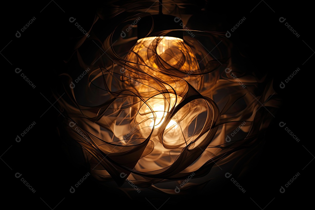 Lâmpada de arte brilha, inspirando ideias. Energia criativa capturada.