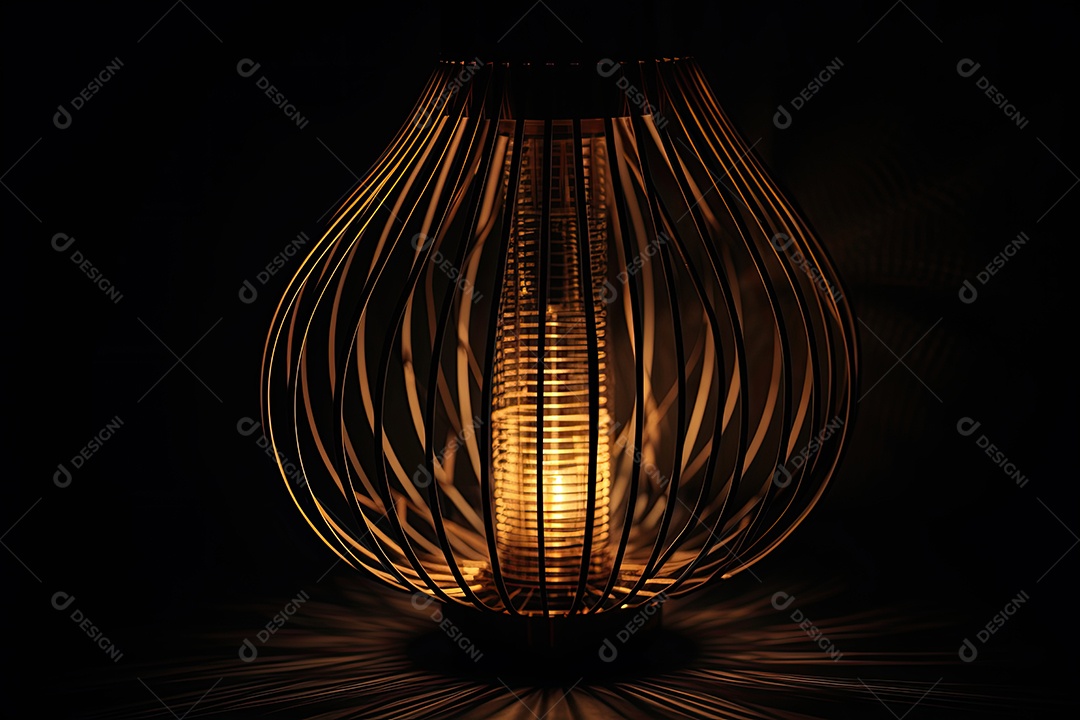 Lâmpada de arte brilha, inspirando ideias. Energia criativa capturada.