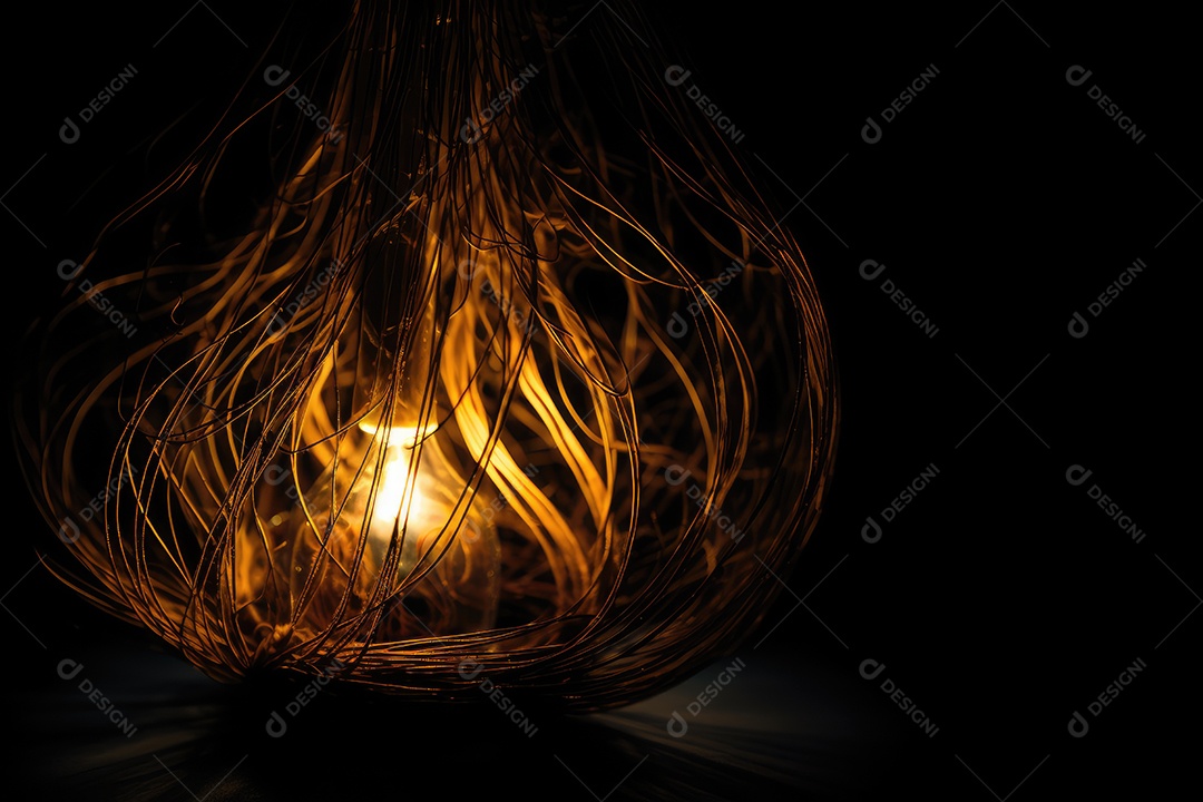 Lâmpada de arte brilha, inspirando ideias. Energia criativa capturada.