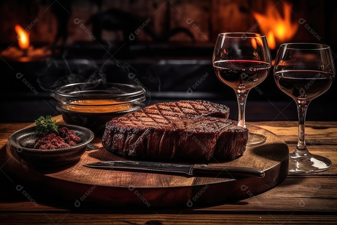 Picanha grelhada e legumes coloridos, um cenário suculento.