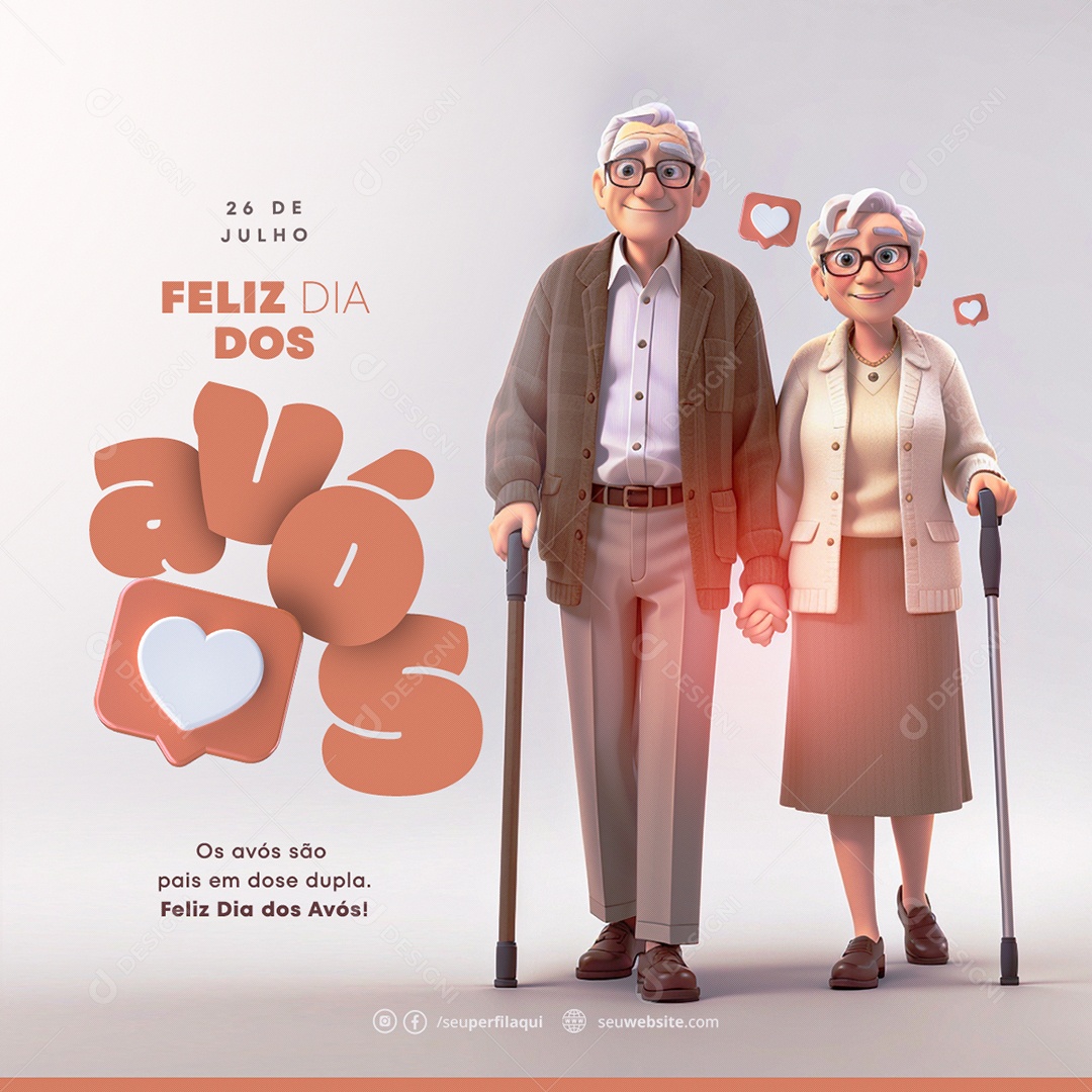 Feliz Dia Dos Avós 26 De Julho Social Media PSD Editável