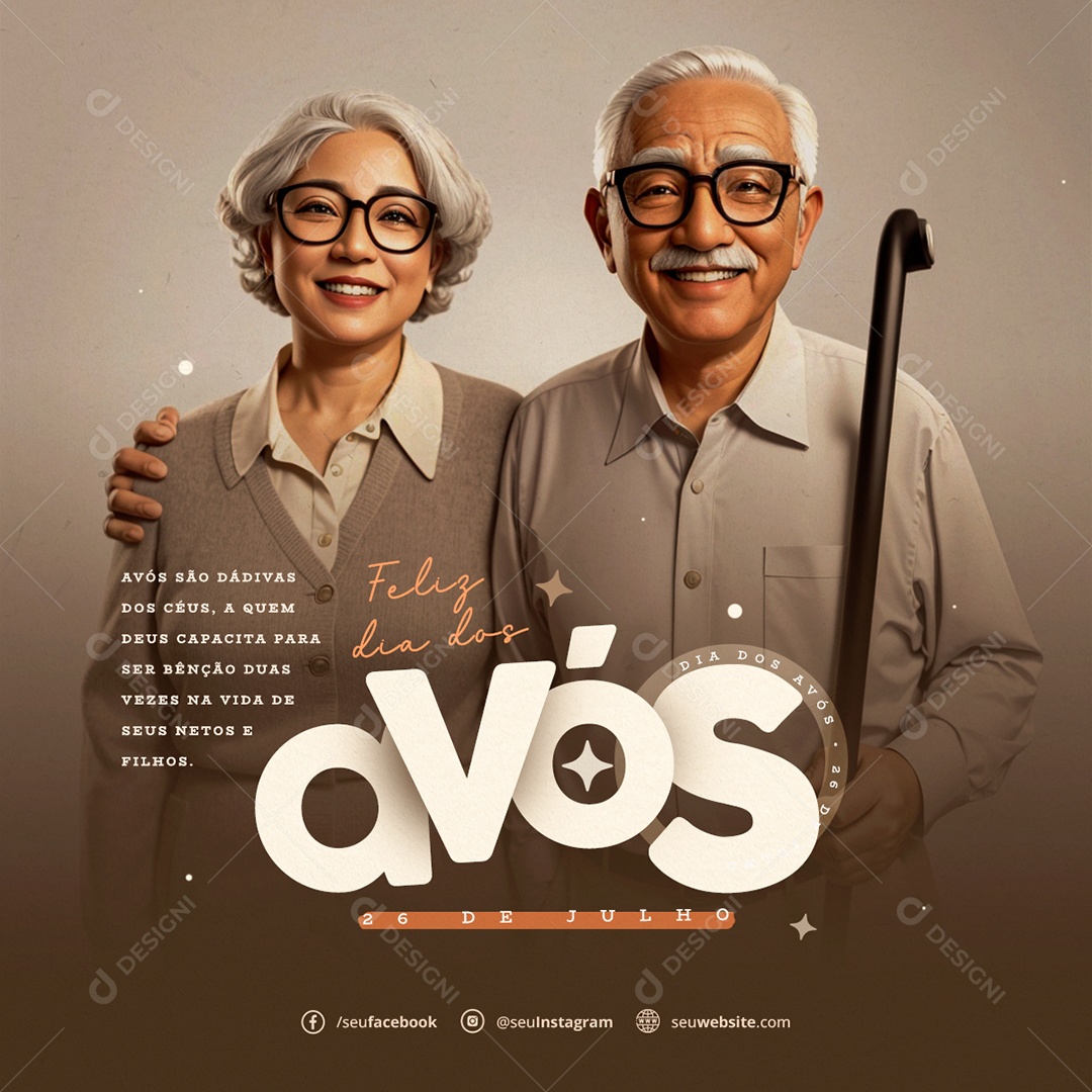 Social Media Feliz Dia Dos Avós Netos e Filhos PSD Editável