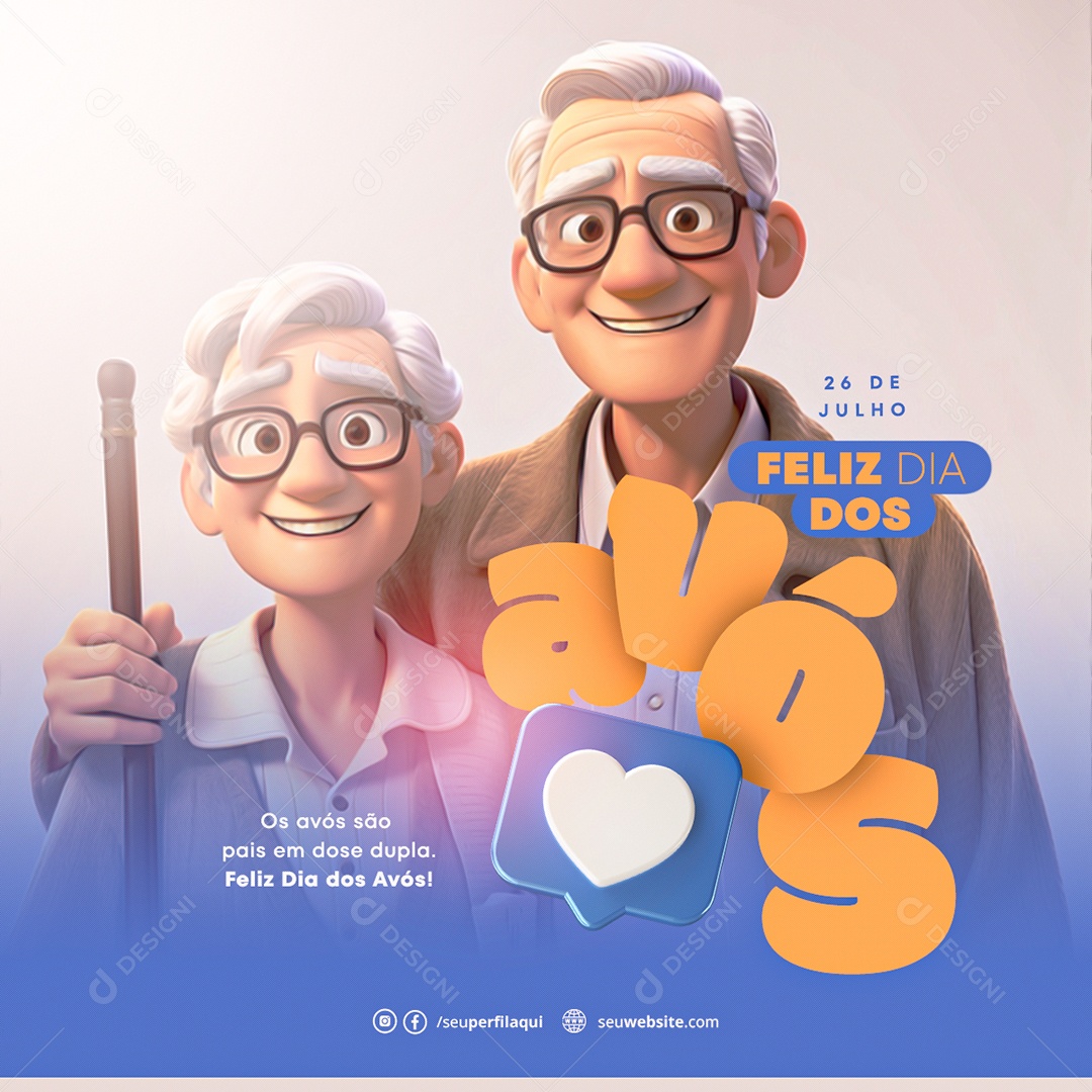 Feliz Dia Dos Avós Pais Em Dose Dupla Social Media PSD Editável