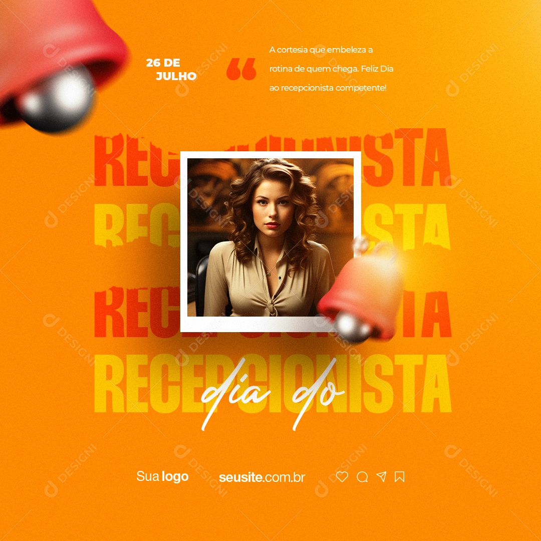 Dia do Recepcionista A Cortesia Que Embeleza Social Media PSD Editável