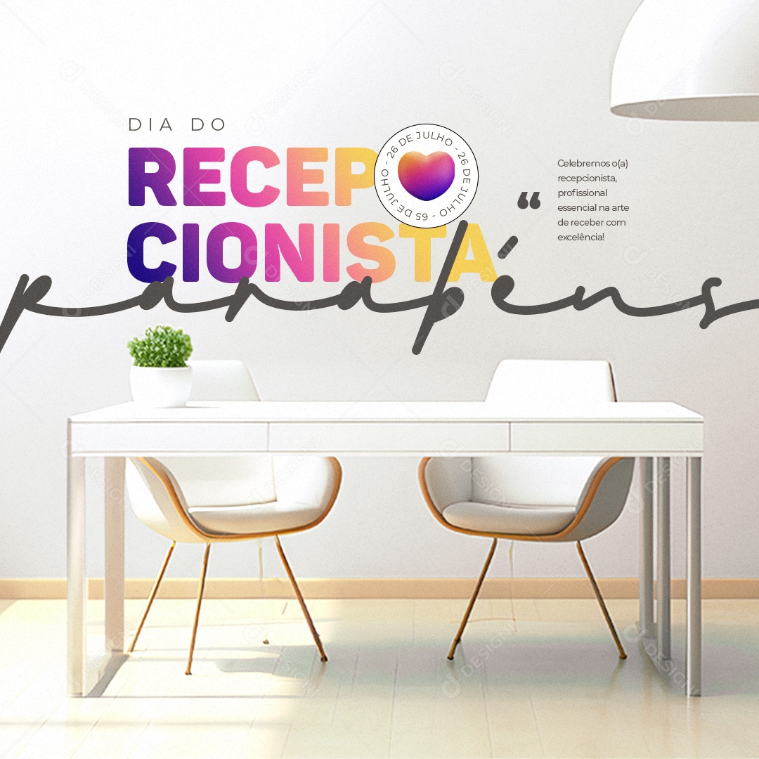 Dia do Recepcionista Celebremos 26 De Julho Social Media PSD Editável