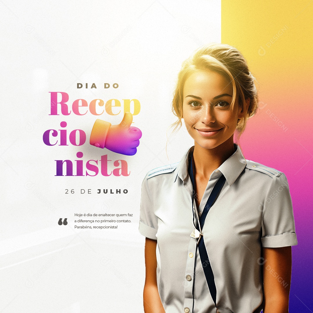 Dia do Recepcionista 26 De Julho Social Media PSD Editável