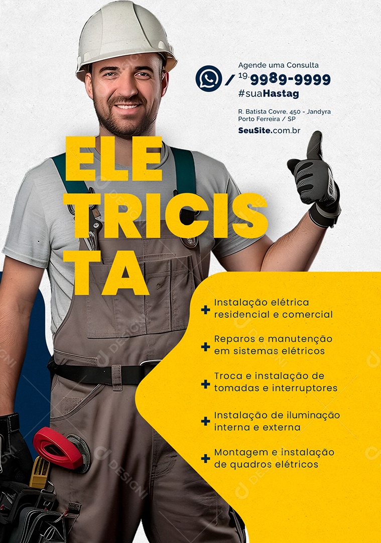 Eletricista Instalação Elétrica Social Media PSD Editável