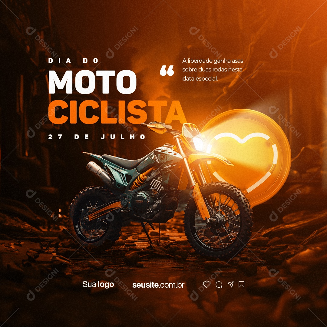 Dia Do Motociclista 27 De Julho Social Media PSD Editável