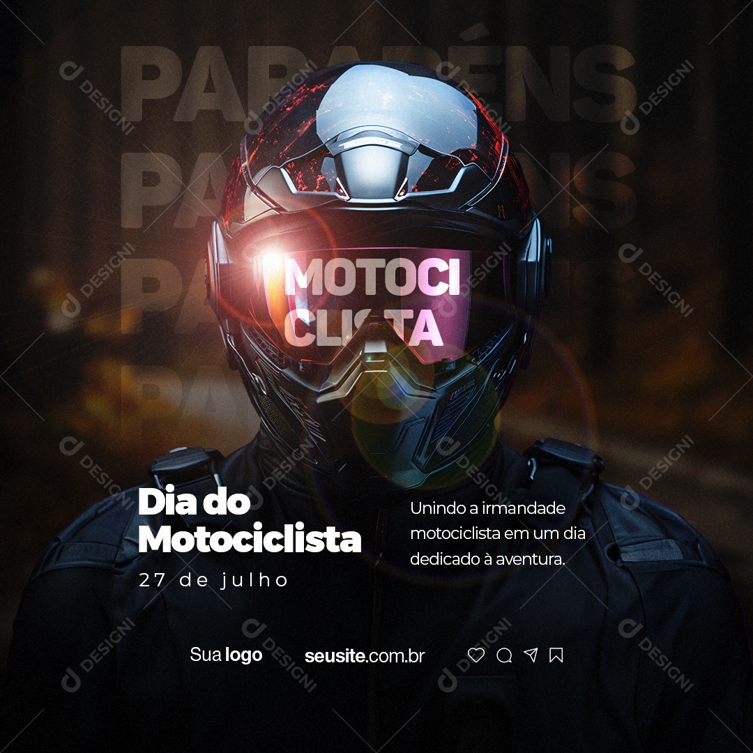 Dia Do Motociclista Piloto de Capacete Social Media PSD Editável