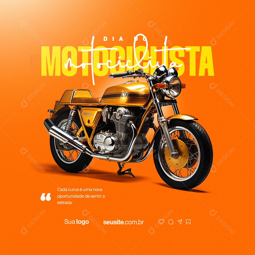 Dia Do Motociclista Cada Curva é Uma Nova Oportunidade Social Media PSD Editável
