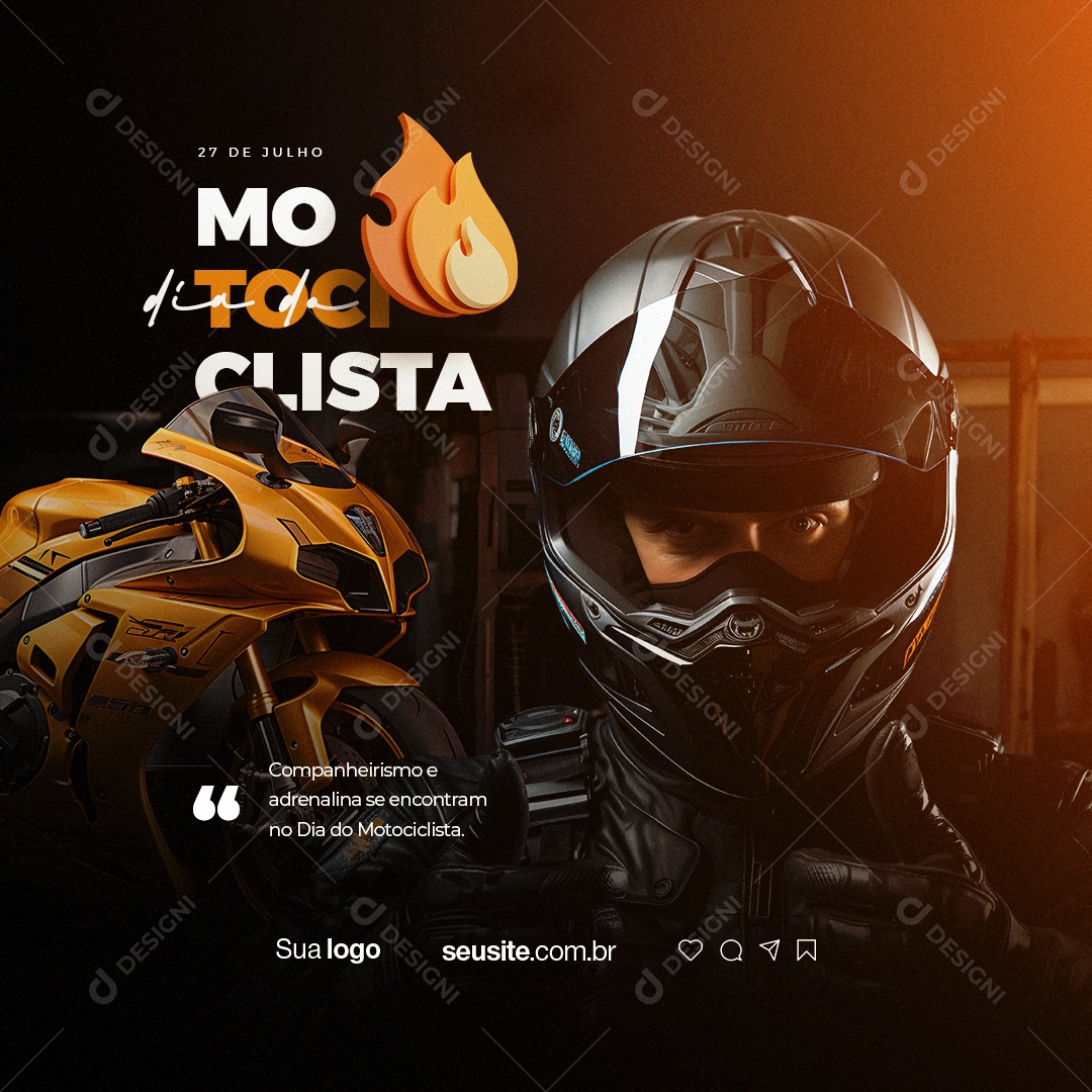 Dia Do Motociclista Companheirismo e Adrenalina Social Media PSD Editável