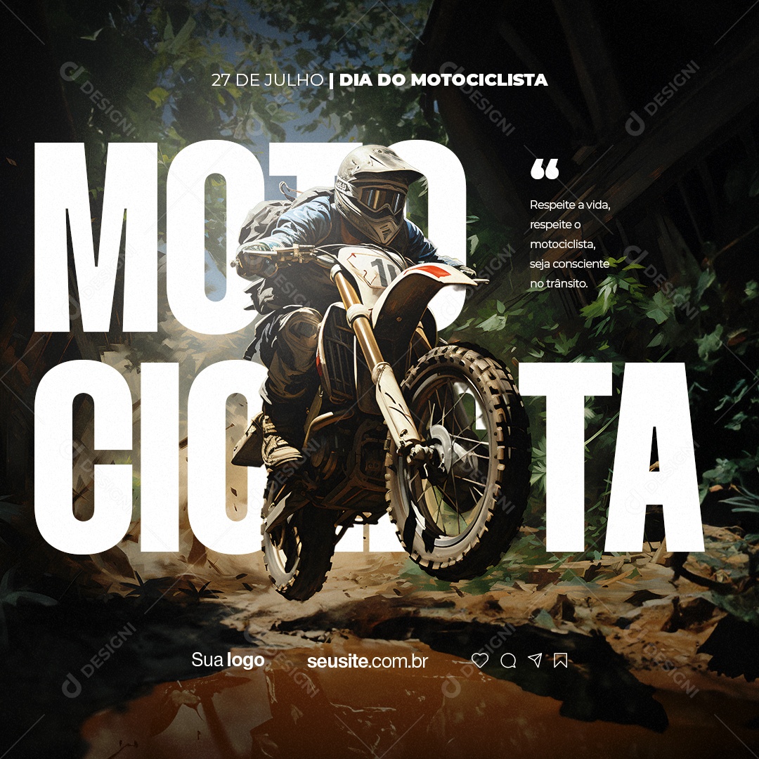 Dia Do Motociclista Respeite a Vida Social Media PSD Editável