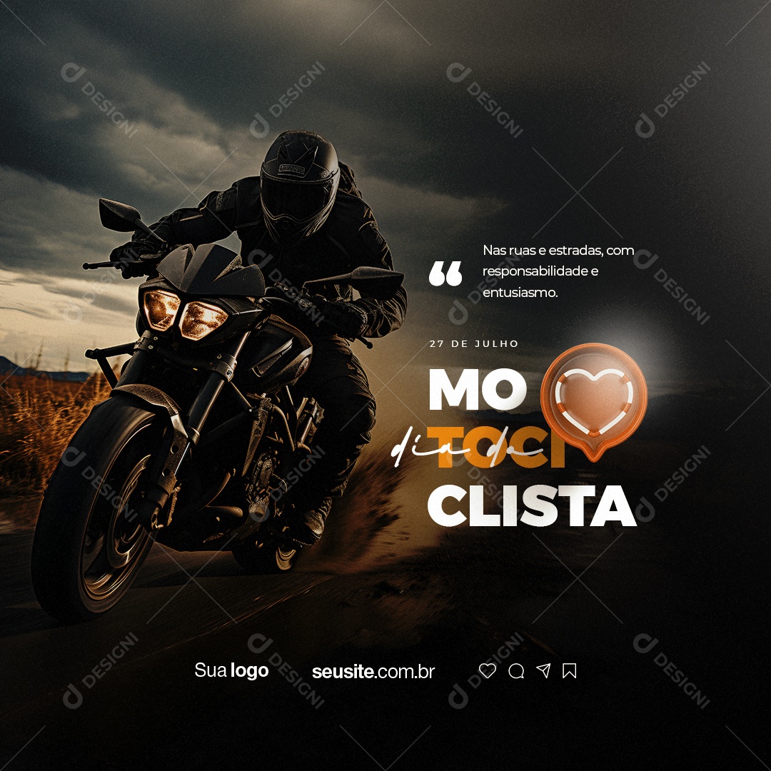 Dia Do Motociclista Nas Ruas e Estradas Social Media PSD Editável