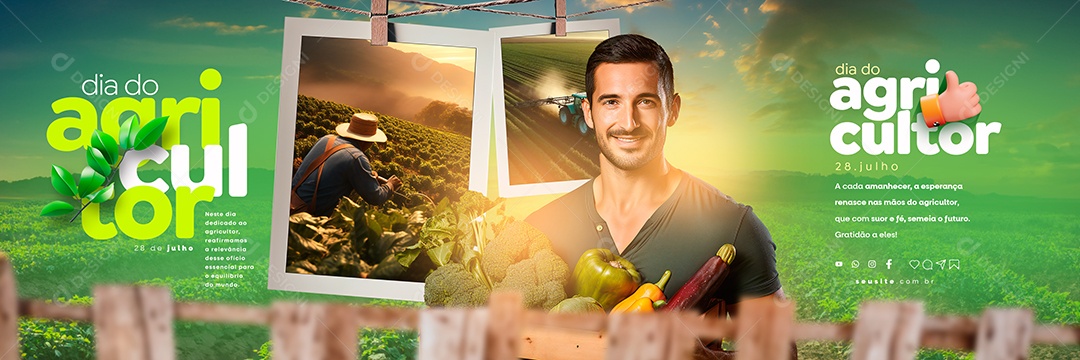 Dia do Agricultor Carrossel A Cada Amanhecer a Esperança Social Media PSD Editável