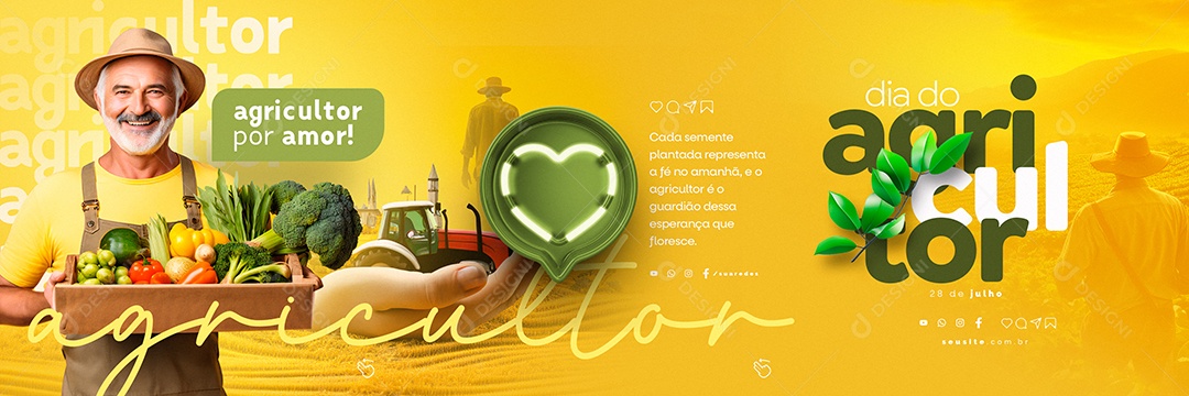 Dia do Agricultor Carrossel Cada Semente Plantada Representa a Fé no Amanhã Social Media PSD Editável