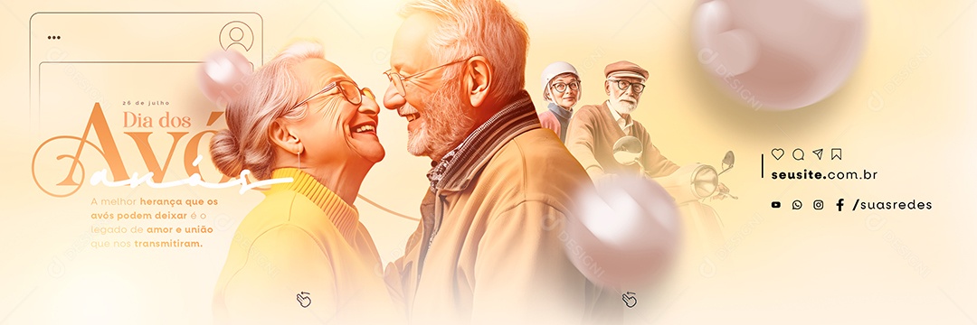 Dia dos Avós Carrossel A Melhor Herança Que os Avós Podem Deixar Social Media PSD Editável
