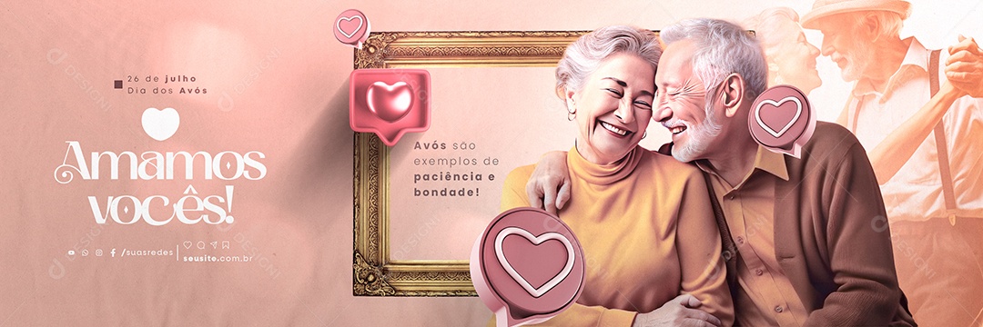 Dia dos Avós Carrossel Avós São Exemplos de Paciência e Bondade Social Media PSD Editável