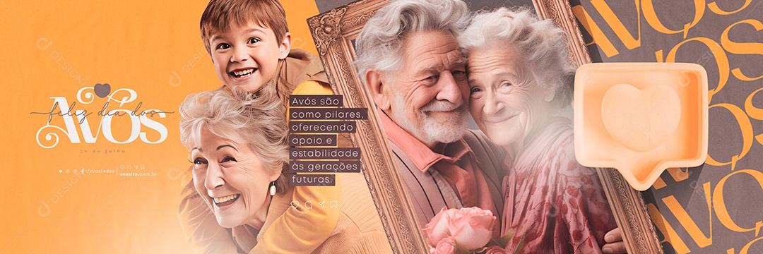 Dia dos Avós Carrossel Avós São Como Pilares Social Media PSD Editável