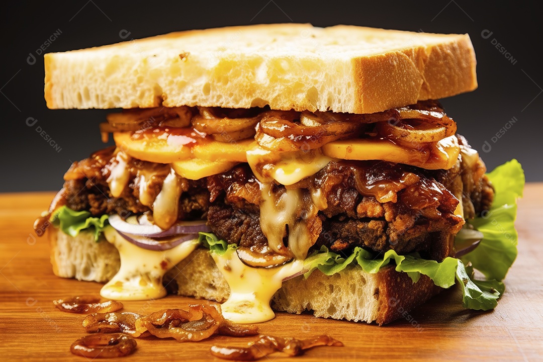 Hambúrguer saboroso de carne com queijo e salada